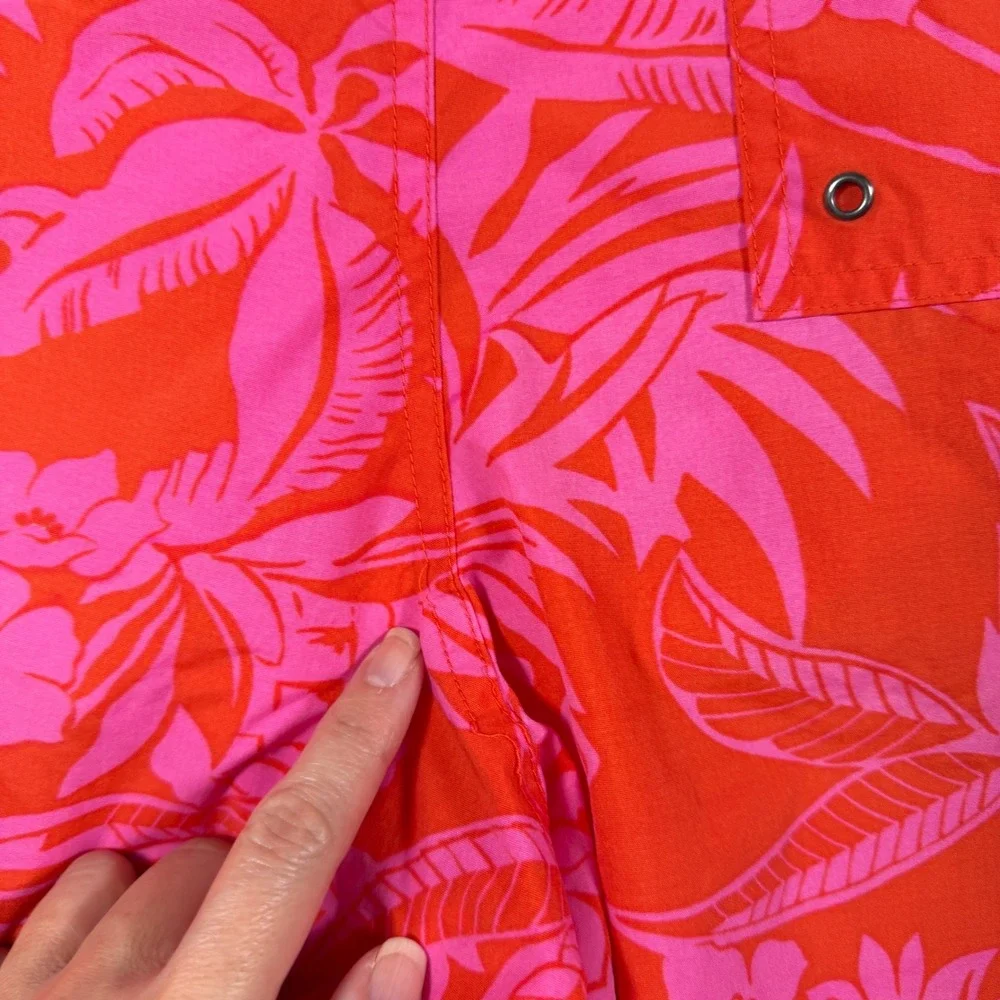 Polo Sport Ralph Lauren‎ Swim Trunks Men Large Orange Pink Floral Mesh Lined 9